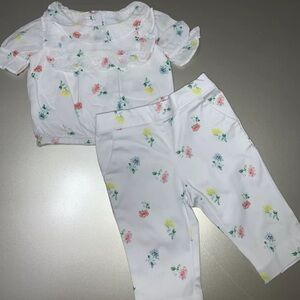 Janie and Jack Ditsy Floral Puff Sleeve Top and Pants